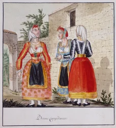 Sardinian women in costumes from Campidano, Luzzetti Collection