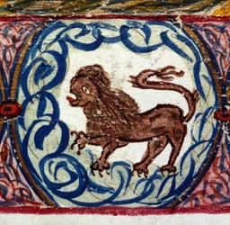 Sign of the lion. Italian horoscope dating from the mid-15th century.