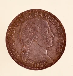 Silver Italian Coin from Sardinia Kingdom: Reign of Victor Emmanuel I