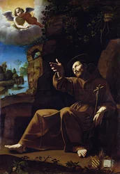 St. Francis of Assisi Consoled by an Angel Musician