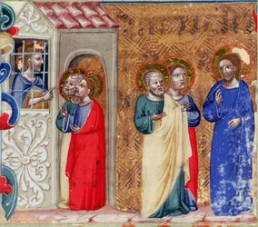 St. John imprisoned and sending two disciples to Christ