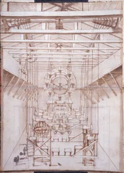 Stage machinery for the operas at the San Salvatore theatre in Venice, 1675
