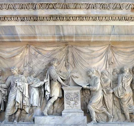 The Congress of Prague, detail of Arch of Peace, Milan, Italy