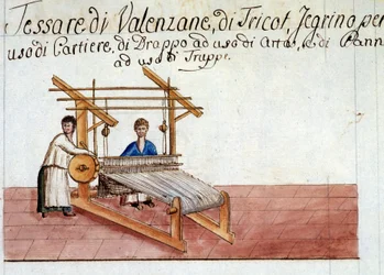 The weaving of wool. 1807. Archivio di stato of Milan