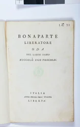 Title page of Bonaparte Liberatore by Niccolo Ugo Foscolo, original edition, 1797