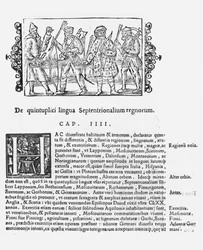 Variety of languages, illustration from Historia de Gentibus Septentrionalibus by Olaus Magnus, published in Rome, 1555