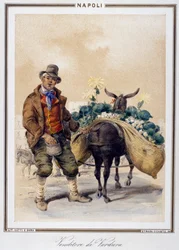 Vegetable seller in Naples, Italy