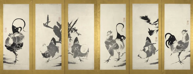 One of a Pair of Folding Screens