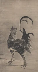 Roosters, Hen, and Chicks, Left of a Pair, 1795