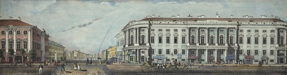 The Police Bridge with the Stroganov Palace. From the panorama of the Nevsky Prospekt, 1830