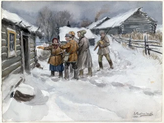 Before Search and Seizure (from the series of watercolors Russian Revolution)