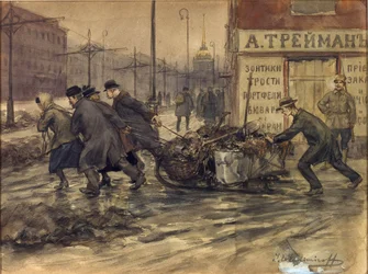 Rich Merchants and Russian Noblemen Set to Pulling Out Rubbish from Yards