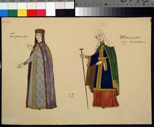 Costume design for the opera The Golden Cockerel by Nikolai Rimsky-Korsakov (1844-1908), painting by Ivan Yakovlevich Bilibin (1876-1942)