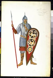 Russian Warrior. Costume Design for the Opera Prince Igor by A. Borodin.