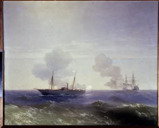 Russo-Turkish War of 1877-1878: naval battle between the Russian cruiser Vesta and the Turkish ironclad Fethi Bulend in the Black Sea on 11 July 1877
