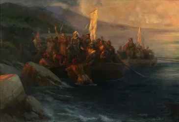 The Disembarkation of Christopher Columbus on San Salvador, 12th October 1492