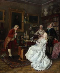 Empress Catherine II visiting the scholar Mikhail Lomonosov