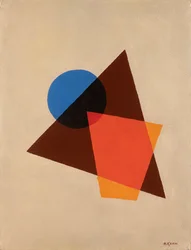 Composition with Transparent Red, Brown and Blue