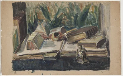 Still Life with Books, Pipe, and Figure