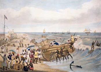 Madras, Embarking, engraved by C. Hunt
