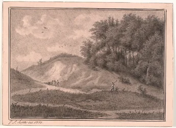 Hilly Terrain with Gravel Pit and Trees