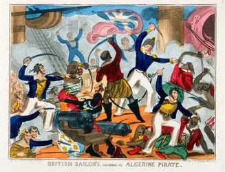British sailors boarding an Algerine pirate ship