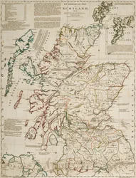 A commercial map of Scotland with the roads, stages and distances