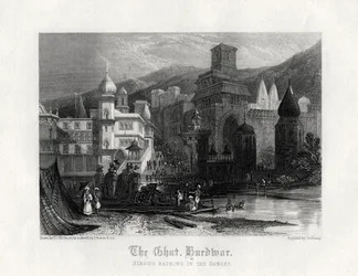 The Ghat, Hurdwar, Hindus Bathing in the Ganges