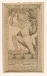 Man with Banner and Blossom Branch