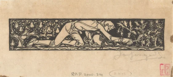 Vignette with Hoeing Man