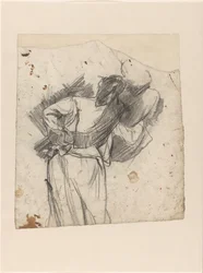 Two Standing Figures, Arms Around Each Other, Seen from the Back