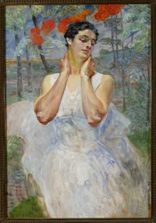 Portrait of a Woman against a Rowan Tree Background