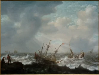 Three-Master and Other Ships in Stormy Sea