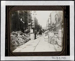 Tammany Street Cleaning before Warings Day, in front of 9 Varick Place, c.1890