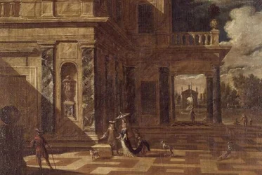 Architectural Capricci with Elegant Figures