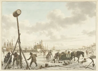 Activity on the Ice by the City Wall of Veere