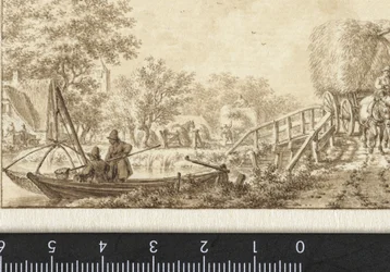 Landscape with Fishermen in a Boat and Hay Wagon on a Bridge