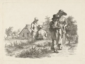 Blind Woman and Conversing Figures by a Farm (Study Prints / Etudes Gravées)