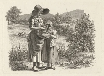 Young Woman and a Child Looking into a Basket (series title: Study Prints / Etudes Gravées)