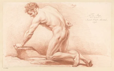 Kneeling Male Nude, Seen from the Side (2nd Prize 1797)