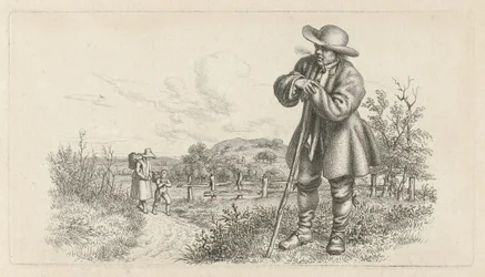 Man Leaning on a Stick and a Woman with a Child on a Country Road (series title: Study Prints / Etudes Gravées)