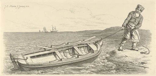 Man Pulling His Rowboat Ashore (Study Prints)