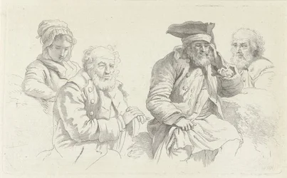 Study Sheet with Three Old Men and a Young Woman