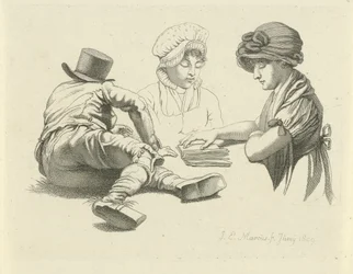 Study Sheet with a Lying Man and Two Ladies