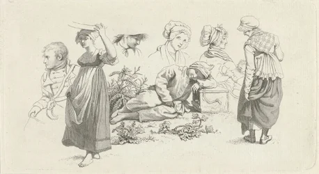 Study Sheet with a Sleeping Boy and Figures