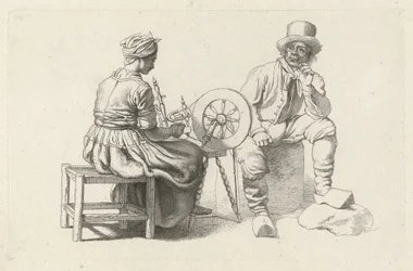 Study Sheet with a Woman at a Spinning Wheel and a Seated Man