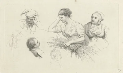 Study Sheet with a Woman with a Bundle of Twigs and Figures