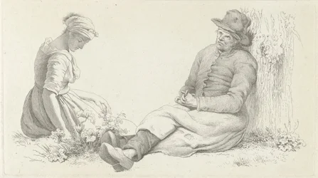Study Sheet with a Seated Man and a Young Woman (Study Prints)