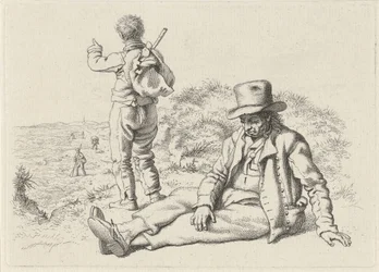 Sitting and Standing Man on a Beach