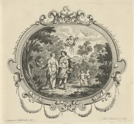 Walking Couple Accompanied by Putti